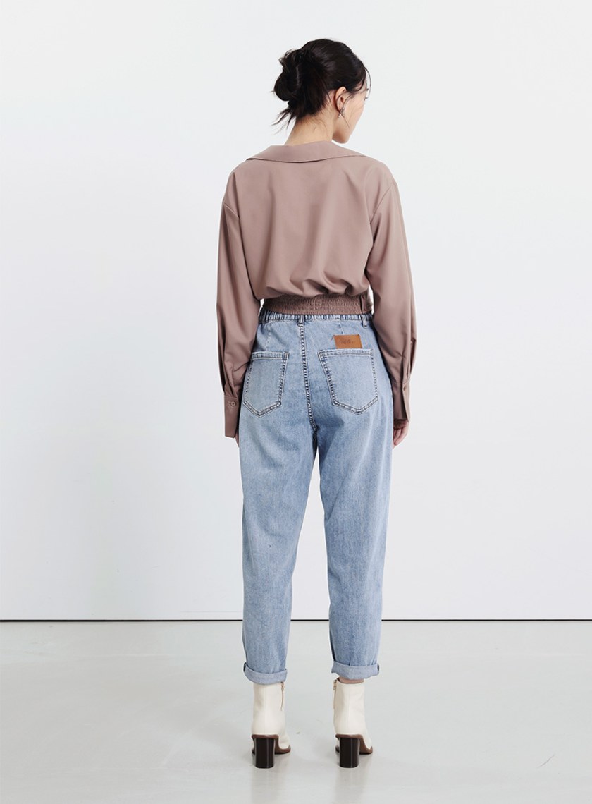 圍裹式造型長袖襯衫